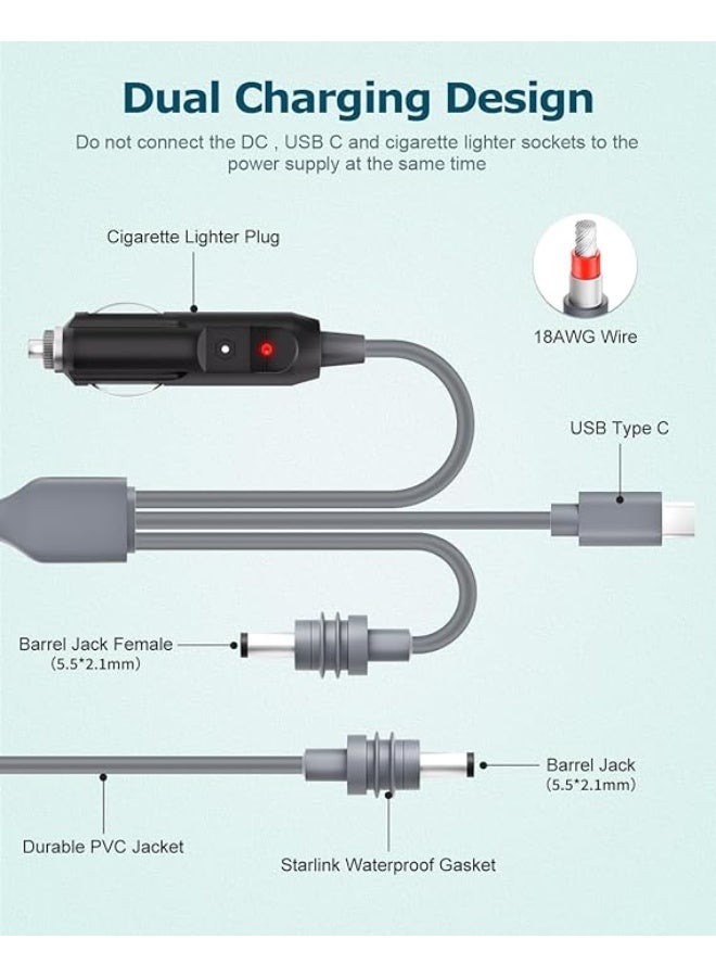 Star Link USB-C to DC 5.5×2.1mm Power Cable, 3-in-1 USB-C Charging Cord, 10FT, 18AWG 5M - Image 3